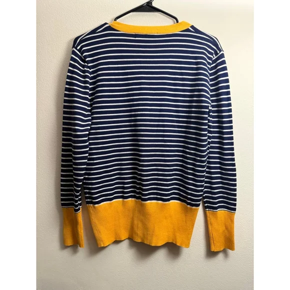 Women's NENONA Striped Cardigan M Navy Yellow - Picture 5 of 5